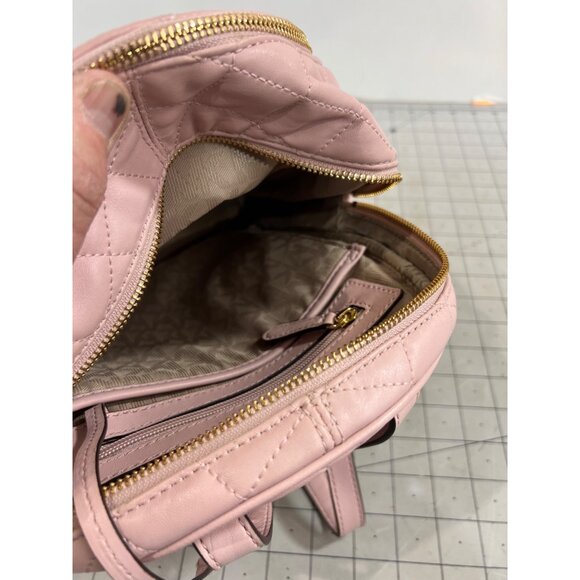 Michael Kors Quilted Pink Backpack Adjustable Gold Hardware Dust Bag - Picture 7 of 8